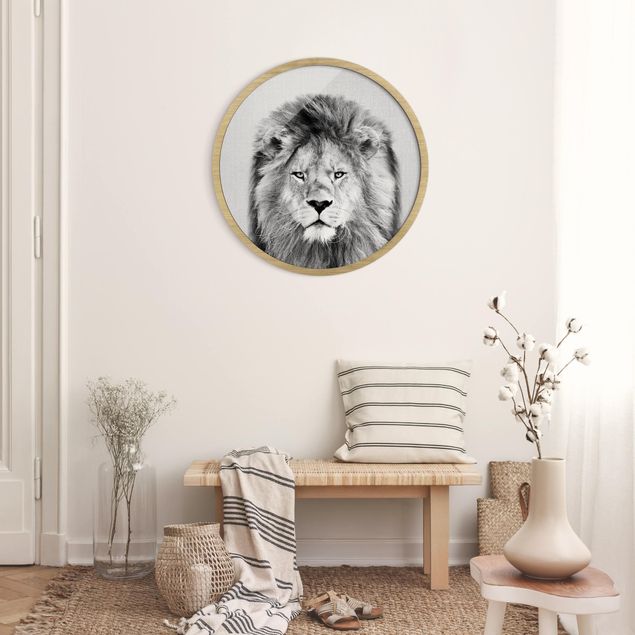 Tableau lion Lion Linus Noir et Blanc