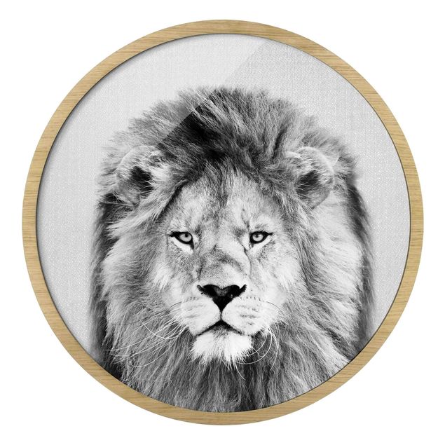 Tableaux encadrés animaux Lion Linus Noir et Blanc