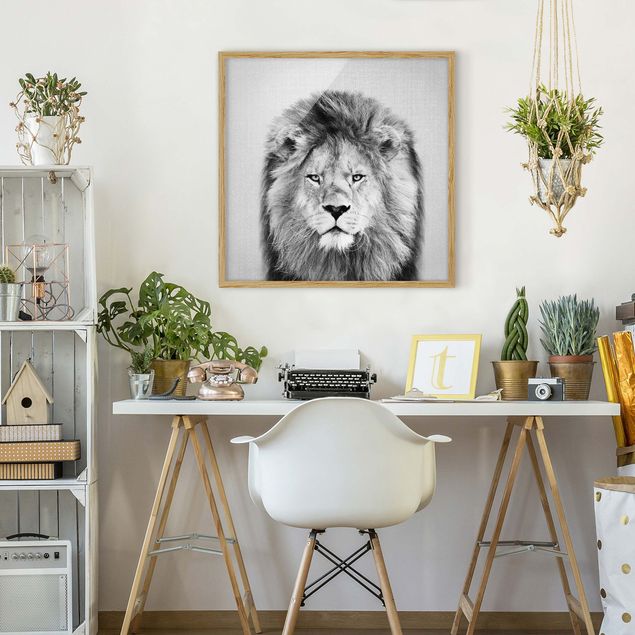 Tableau lion Lion Linus Noir et Blanc