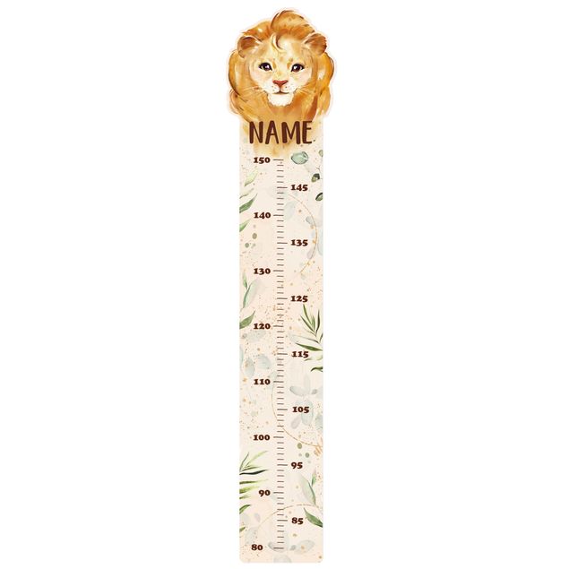 Sticker mural animaux Lion with custom name