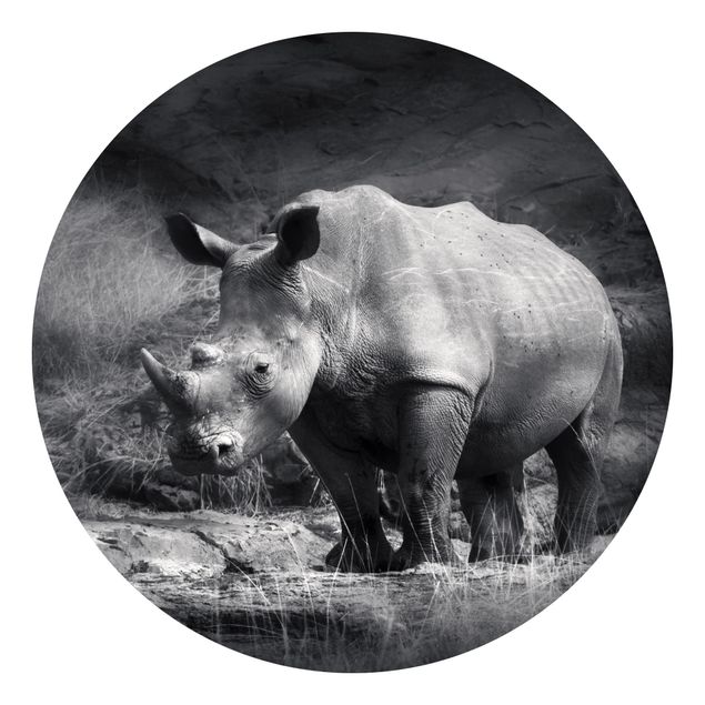 Tapisserie noir et blanc Rhinocéros solitaire