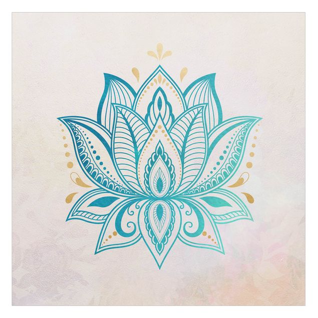 Décoration pour fenêtre - Illustration Lotus Mandala or bleu