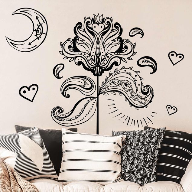 Sticker mural - Lotus With Moon And Hearts