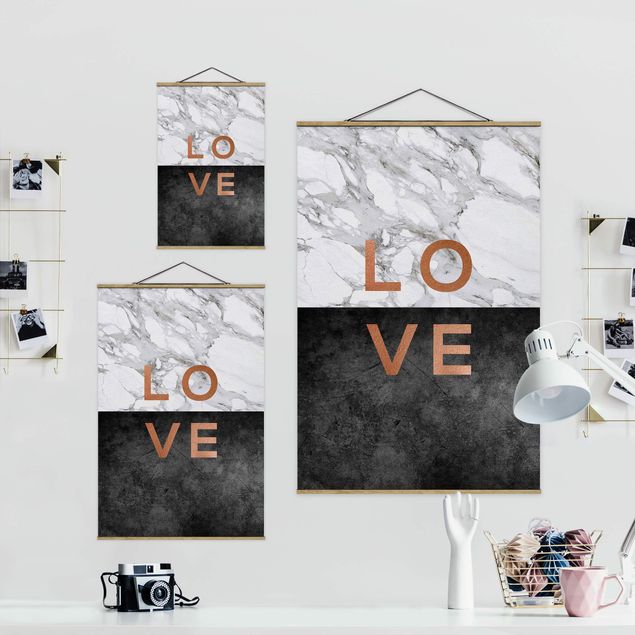 Tableau textile Love Copper And Marble