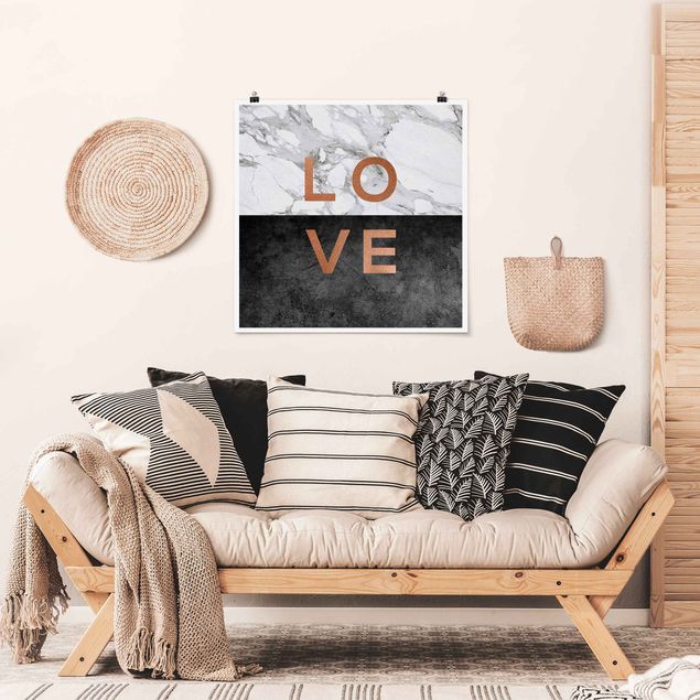 Tableaux moderne Love Copper And Marble