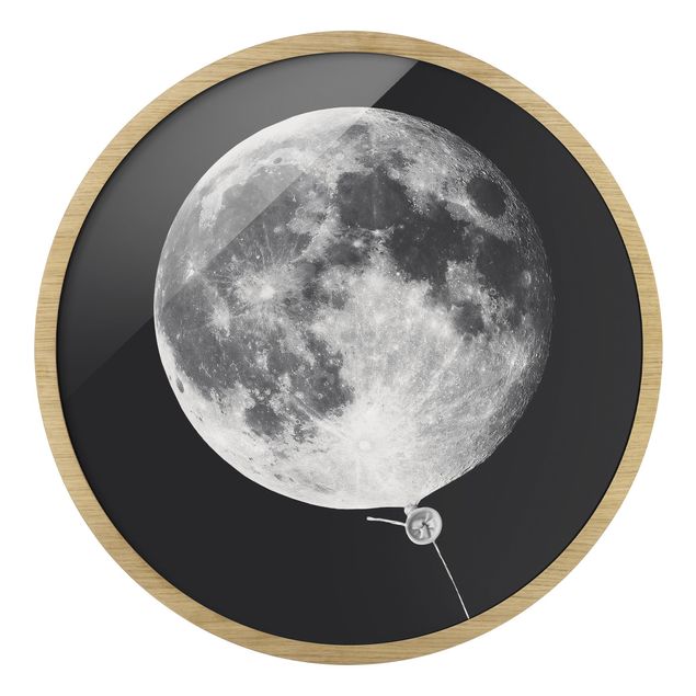 Tableaux Ronds Encadrés Ballon avec Lune