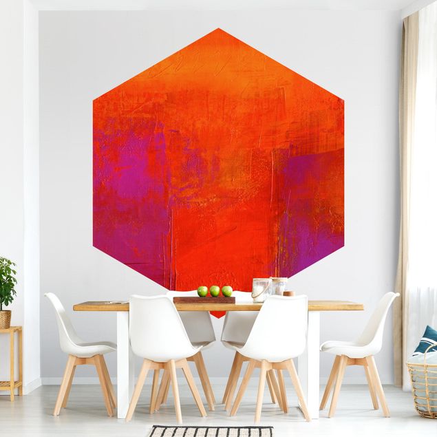 Papier peint panoramique hexagonal Énergie Magenta