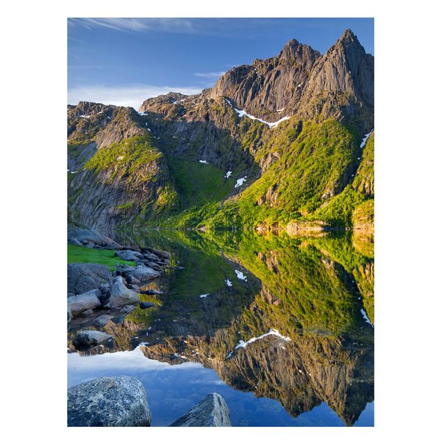 Tableaux paysage Paysage de montagne avec reflet d'eau en Norvège