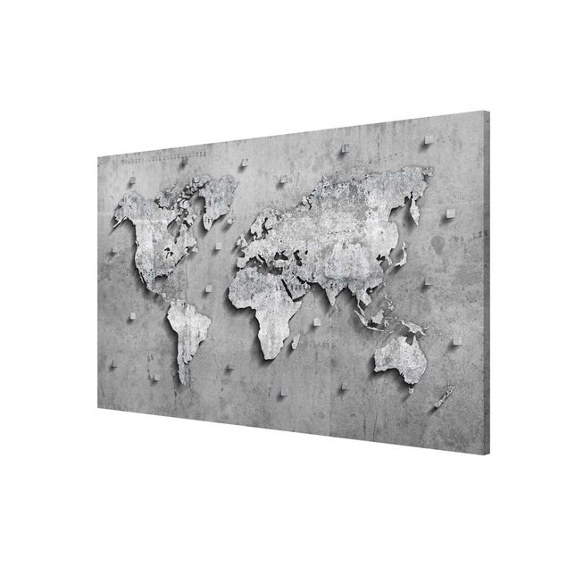 Tableau magnétique carte du monde Carte du monde en béton