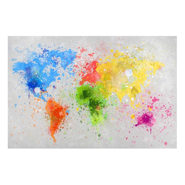 Tableaux moderne Splodges colorés Carte du monde