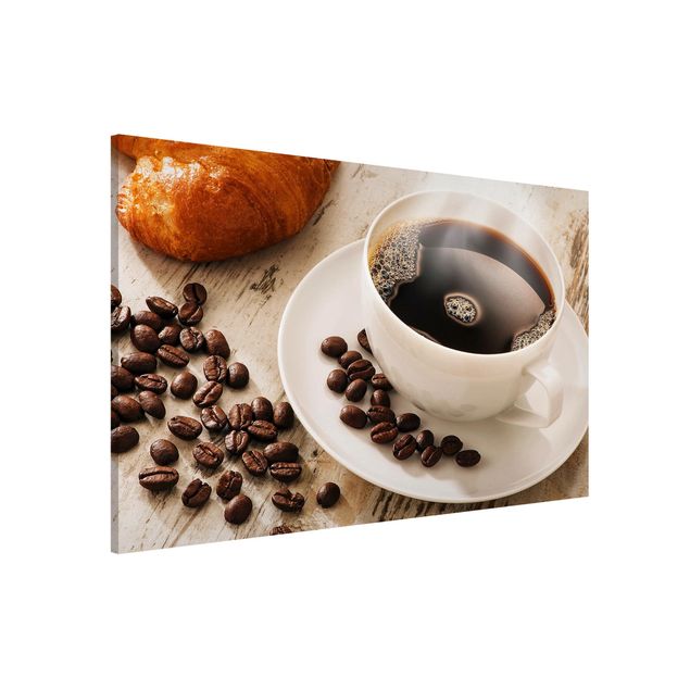 Décorations cuisine Tasse de café à la vapeur avec des grains de café