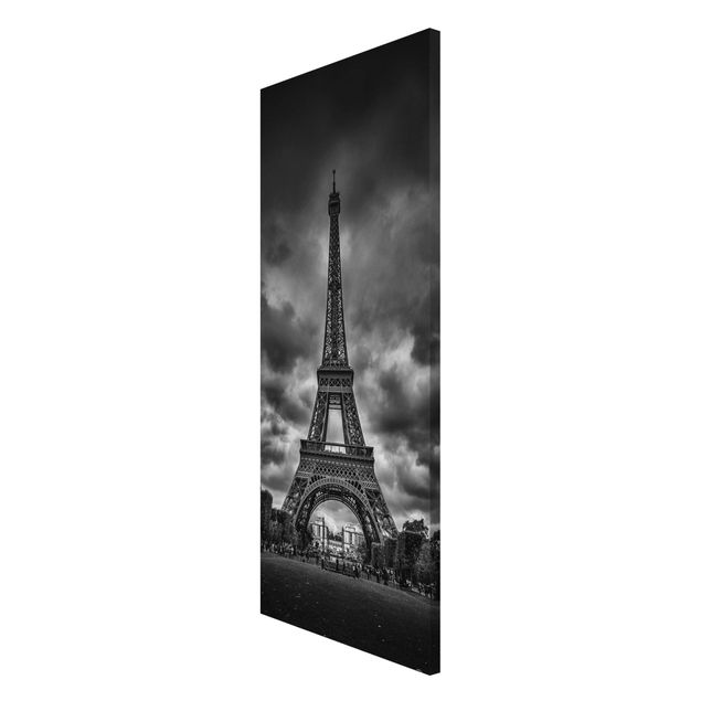 Tableaux moderne Tour Eiffel devant des nuages en noir et blanc