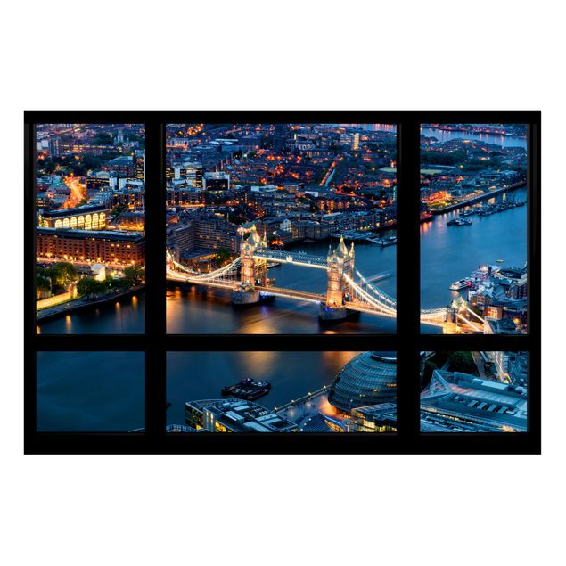 Tableaux Londres Vue de fenêtre du Tower Bridge la nuit