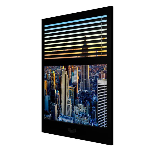 Tableaux modernes Window View Blinds - Lever de soleil à New York