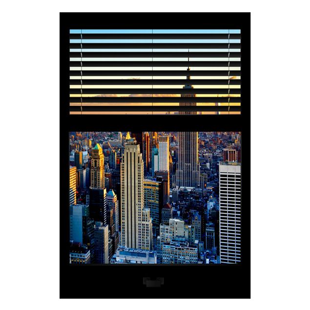 Tableaux New York Window View Blinds - Lever de soleil à New York