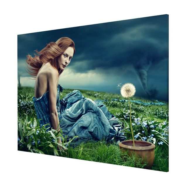 Tableaux magnétiques avec fleurs Femme dans la tempête