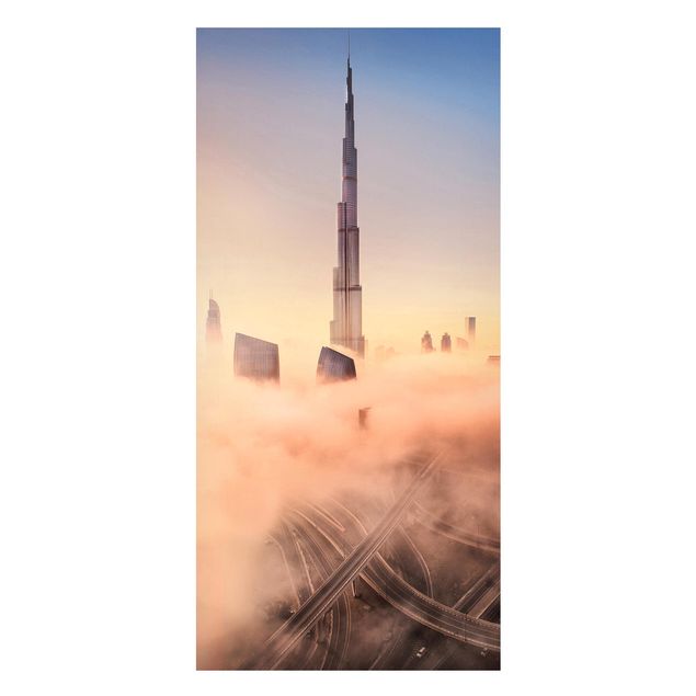 Tableaux Asie Silhouette urbaine céleste de Dubaï