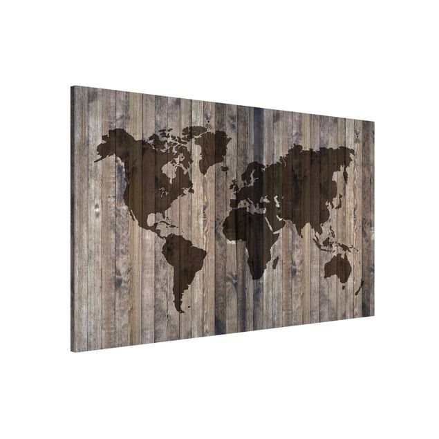 Déco murale cuisine Carte du monde en bois