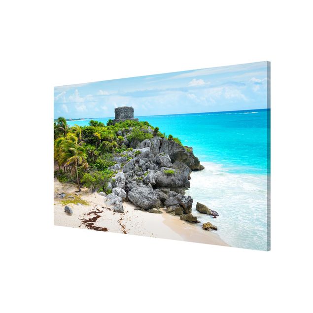 Tableau bord de mer Ruines de Tulum sur la côte caraïbe