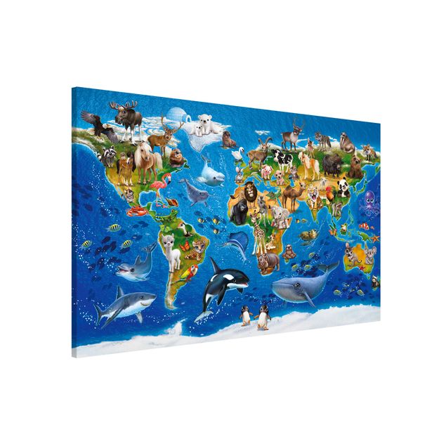 Tableau magnétique - Animal Club International - World Map With Animals
