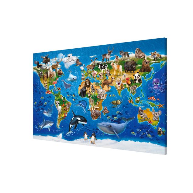 Tableau carte du monde Animal Club International - Carte du monde avec animaux