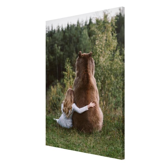 Tableaux moderne Fille avec un ours brun