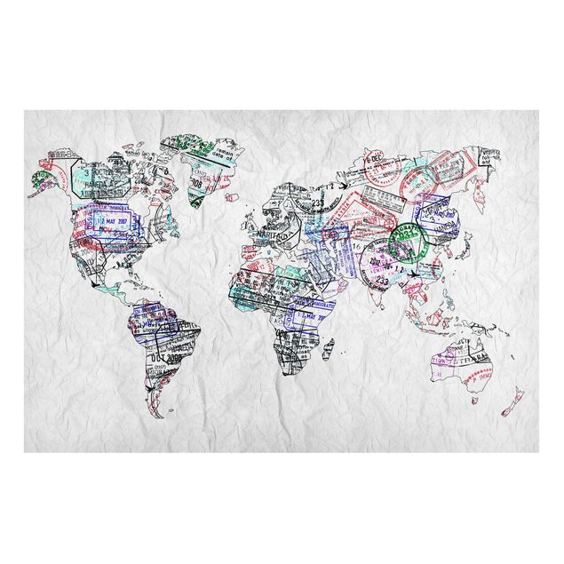 Tableau moderne Silhouette urbaine de Passeport Carte du Monde