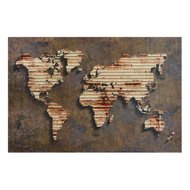 Tableau moderne Carte du monde en rouille