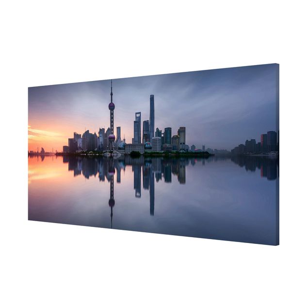 Tableau de ville Silhouette urbaine de Shanghai le matin