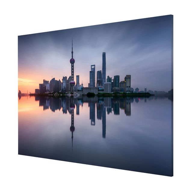 Tableau de ville Silhouette urbaine de Shanghai le matin