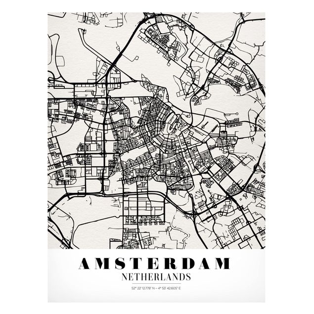 Tableaux modernes Plan de ville d'Amsterdam - Classique
