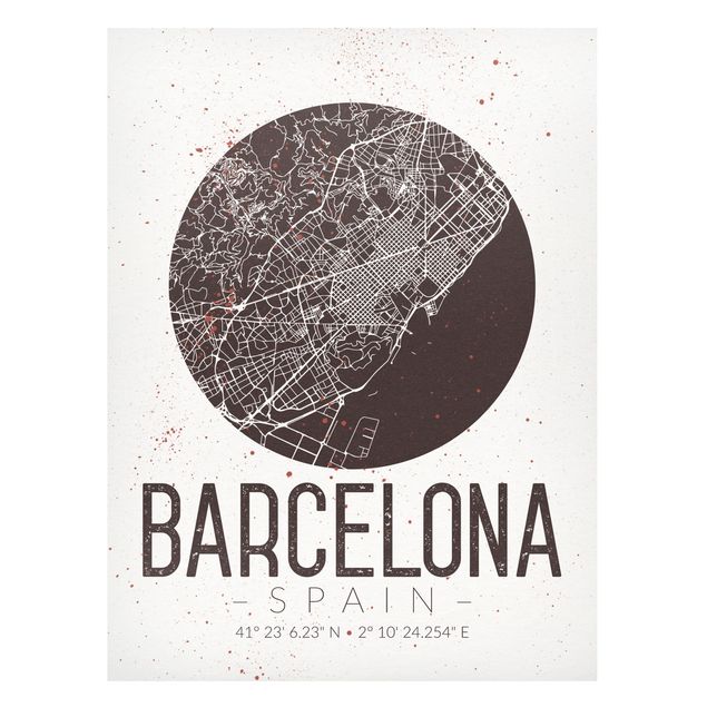 Tableaux modernes Plan de ville de Barcelone - Rétro