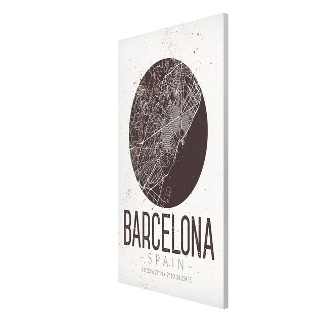 Tableau carte du monde Plan de ville de Barcelone - Rétro