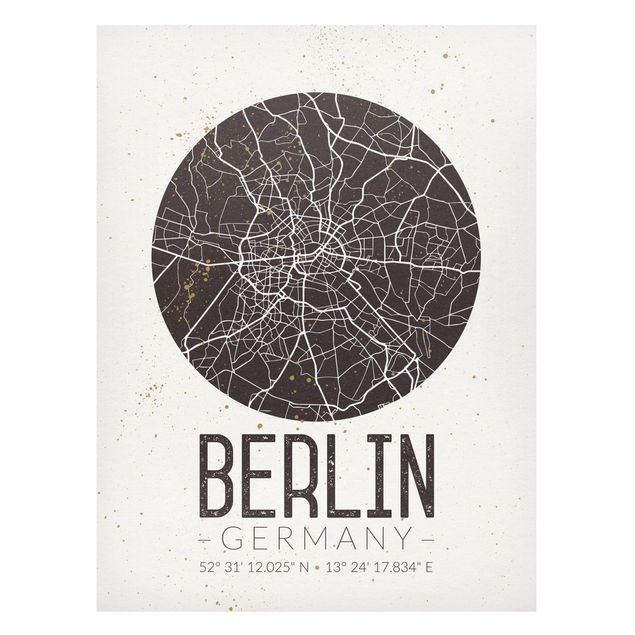 Tableau moderne Plan de Ville de Berlin - Rétro