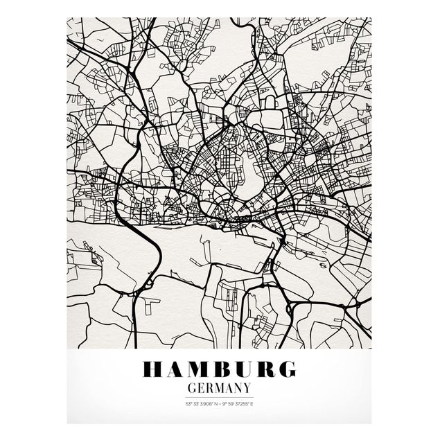 Tableaux moderne Plan de ville de Hambourg - Classique