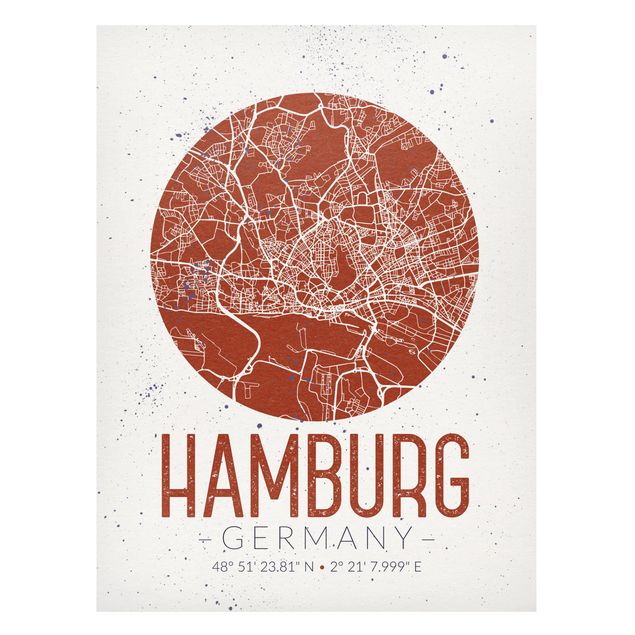 Tableaux moderne Plan de ville de Hambourg - Rétro