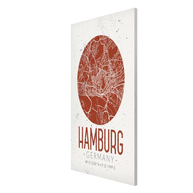 Tableaux mappemonde Plan de ville de Hambourg - Rétro