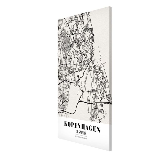 Tableau magnétique carte du monde Plan de ville de Copenhague - Classique