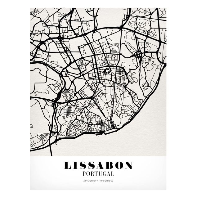 Tableaux modernes Carte de la ville de Lisbonne - Classique