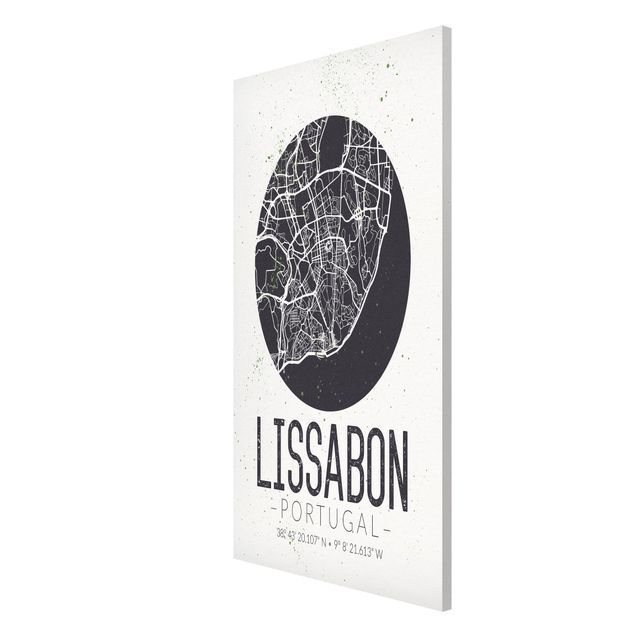 Tableaux carte du monde Plan de ville de Lisbonne - Rétro