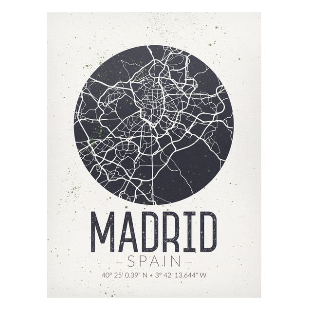 Tableaux modernes Plan de ville de Madrid - Rétro