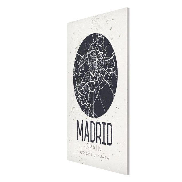 Tableau carte du monde Plan de ville de Madrid - Rétro