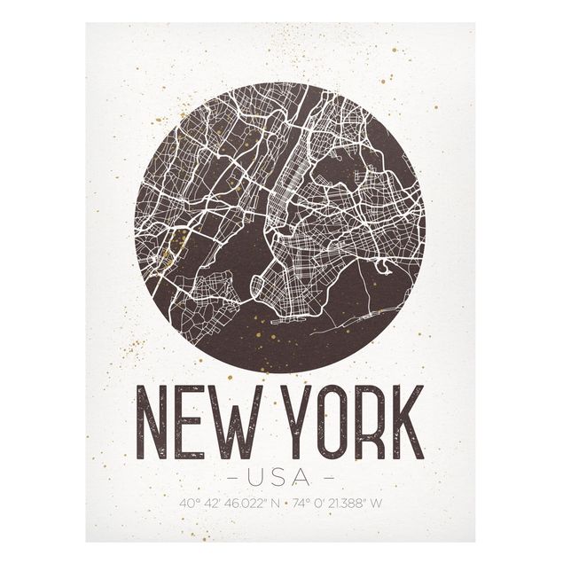 Tableaux New York Plan de la ville de New York - Rétro