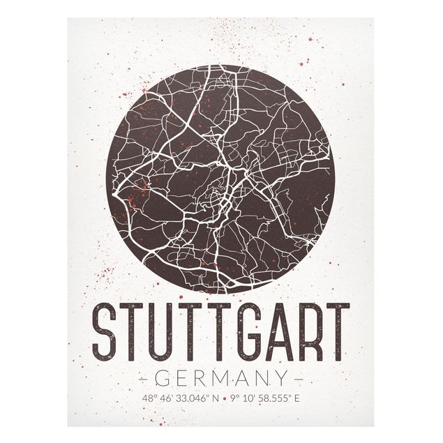 Tableaux moderne Plan de ville de Stuttgart - Rétro