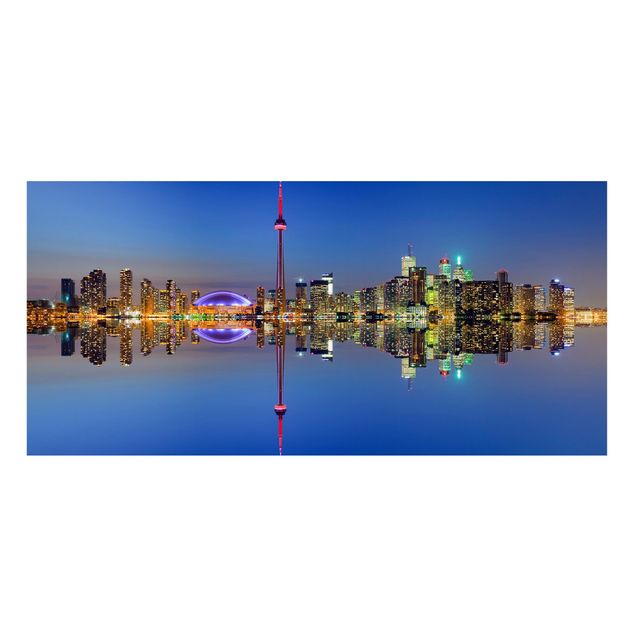 Tableaux modernes Silhouette urbaine de la ville de Toronto devant le lac Ontario