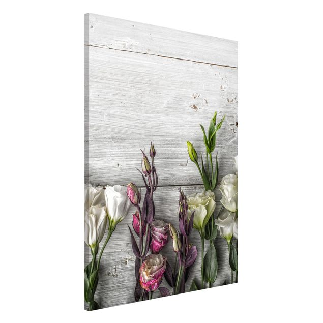 Tableaux magnétiques avec fleurs Tulip Rose Shabby Wood Look