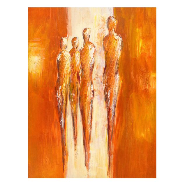 Tableaux modernes Quatre figures en orange 02