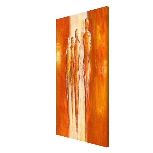 Tableau abstrait Quatre figures en orange 02