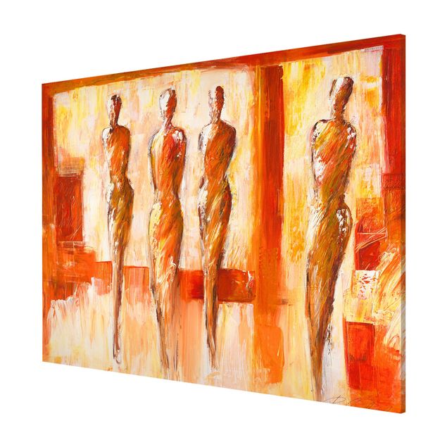 Tableaux abstraits Petra Schüßler - Four Figures In Orange