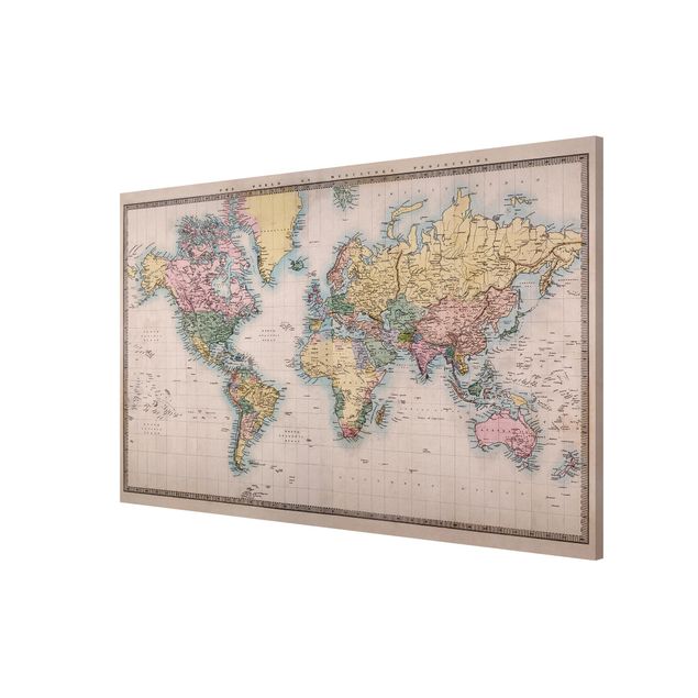 Tableau carte du monde Tableau Vintage du monde vers 1850